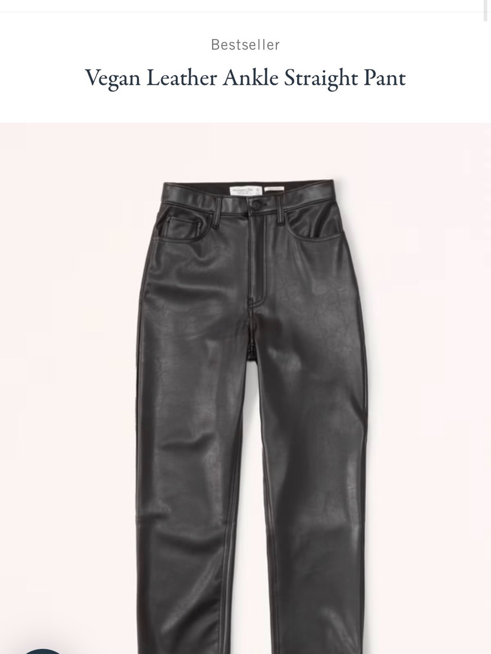 Abercrombie & Fitch Vegan Leather Straight Leg Jeans - Black